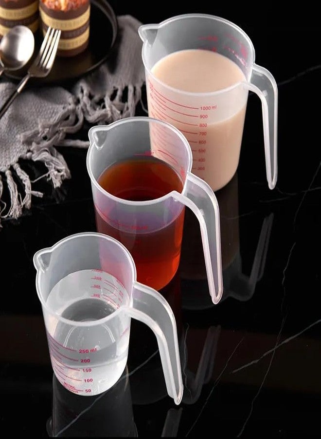 Kunya 3-Piece Measuring Cups Set for Liquids & Dry Ingredients, with Spout & Handle, in ML, Cups, Liters, Pints & Ounces, Sizes: 250ml, 500ml, 1000ml - BPA-Free - Image 1